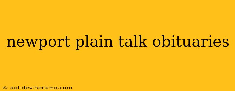 newport plain talk obituaries