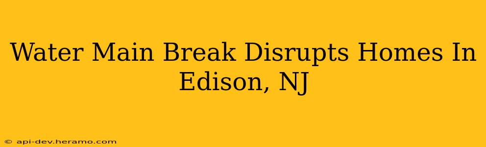 Water Main Break Disrupts Homes In Edison, NJ